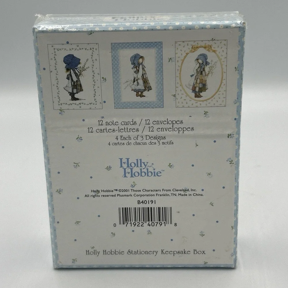 2001 Holly Hobbie Stationary 12 Blank Note Card Set + Keepsake Box NEW SEALED